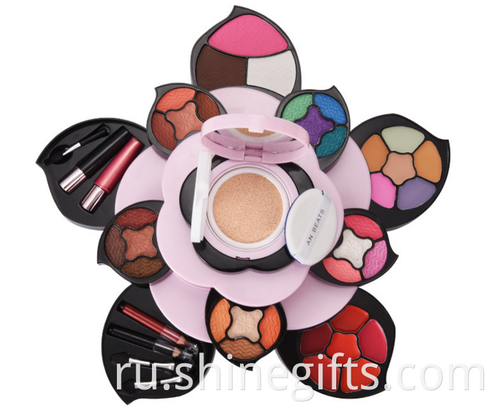 Wholesale Cheap Price Valentines Gifts Colorful Eyeshadow flower highlighter kiss rose shaped makeup box set